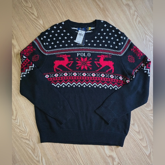 Men's Polo Ralph Lauren Cotton Cashmere Raindeer Sweater & Socks L, XL - Picture 5 of 9